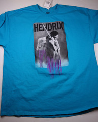 JIMI HENDRIX Teal Blue Bleeding Guitar Graphic T-Shirt NEW 2XL XXL