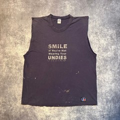 VTG Russell Athletic Smile If Youre Not Wearing Undies Muscle Tee Shirt L Funny