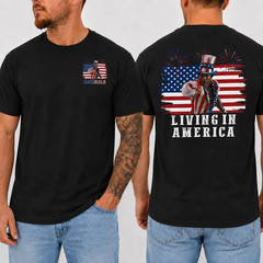 Apollo Creed Living In America T Shirt, Patriotic Boxing Fourth Of July Vintage