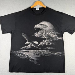Delta Art Unlimited Mens XL Black Eagle Graphic T-Shirt Washington Souvenir Tee