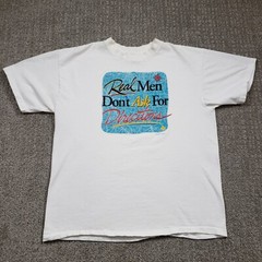 Real Men Dont ask For Directions Shirt Mens Large Vintage Novelty Dad Joke Map