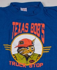 Vintage 1988 Texas Bob’s Truck Stop Bobcat Graphic Single Stitch Shirt Mens L/XL