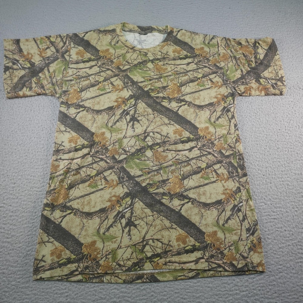Camo Hunting Shirt Mens Small Multicolor Allover Branches Tee Outdoors Nature