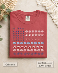 Coastal USA Flag Shirt, Patriotic Seashell Tee, Comfort Colors Beach Top