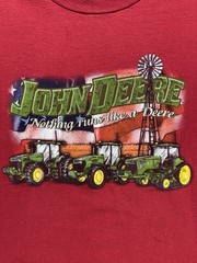 John Deere Men’s Short Sleeve Graphic T-Shirt Size Large Red 3 Tractors
