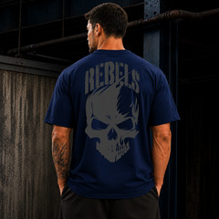 Oversized Skull Graphic Print Cotton T-Shirt Men’s Streetwear Gym Workout Sport