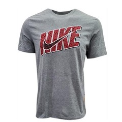 Nike Mens Safari Print Graphic T-Shirt Gray Red Logo Short Sleeve Small