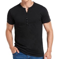 Mens Short Sleeve Henley T-Shirt Casual V Neck Slim Fit Muscle Tops Blouse Tee