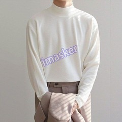 Winter Half-high Collar T Shirt for Men Fashion Long Sleeve T Shirts Men