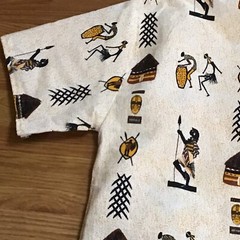 Shirt Pullover XL Broadcloth Short Sleeve Aztec Aborigine Pockets V Neck Boxy