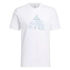 adidas Men’s Crewneck Food Truck Graphic T-Shirt White/Pulse Blue-Medium