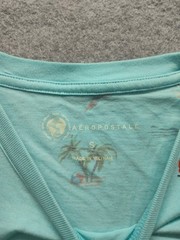 Aeropostale Men T Shirt S Light Blue Tropical Palm Tree Print Short Sleeve Tee