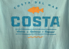Costa Del Mar T-Shirt Mens Size XL Light Blue Crew Neck Short Sleeve Cotton Knit