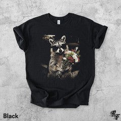 Raccoon Sunglasses Flower Bouquet Comfort Tee