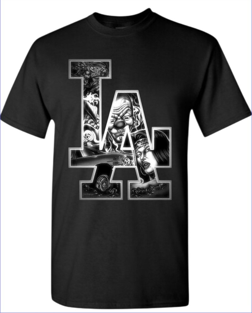 Gangsta LA Heritage Men’s T-Shirt White, Black, Gray SM to 3XL