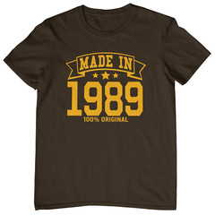 MADE IN 1989 T-SHIRT – 1980s 80s birthday gift dad mom year of birth date card t