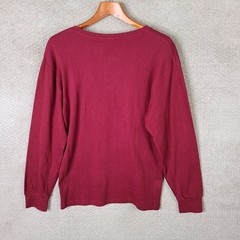 Knocker Shirt Mens L Maroon Henley Cotton Thermal Long Sleeve Casual Outdoor NEW