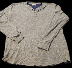 Marine Layer Henley Shirt Men L Gray Long Sleeve Soft Cotton Rayon Blend Casual