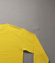 Jerzees Dri Power Men Shirt M Yellow Graphic Tee Long Sleeve Crew Neck Regular