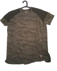 Phat Farm Mens T-shirt L Gray Classic America Flava Camo Pleated Black Sleeves