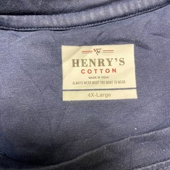 VTG Henry’s Cotton Elegance Inside Imagination T Shirt Mens 4XL Navy Blue