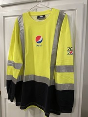 Pepsi Shirt Mens Large High Vis Employee Uniform Reflective Safety Long Sleeve