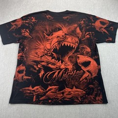 Vintage Great White Shark Bloody All Over Print T Shirt Sz XXL Yazbek Tag Mexico