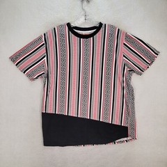 Rolling Paper Brand T Shirt Striped Zig Zag Asymmetric Graphic Tee Mens Size XL
