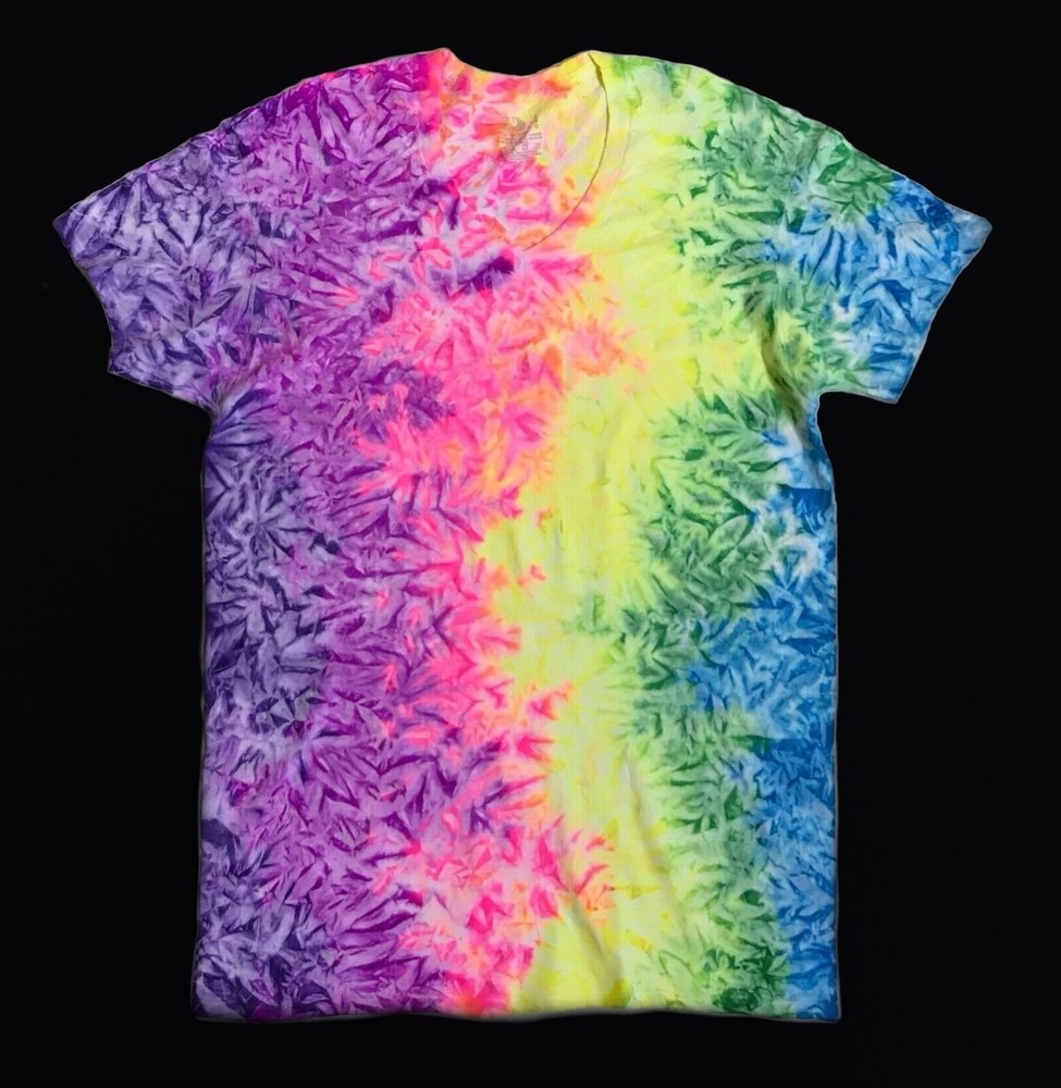 *New* 3XL & 4XL Handmade Rainbow White Cruncht Crinkle Tie Dye, Short Sleeve