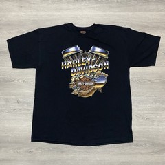 Harley Davidson T-Shirt XXL Mens Double Sided Black Shirt 2XL Perth Australia