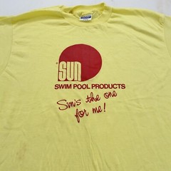 vintage 80s SUN SWIM POOL PRODUCTS T-Shirt LARGE swimming beach surf soft thin