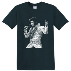 Elvis Presley King of Rock and Roll T Shirt Silhouette Portrait Music Tee