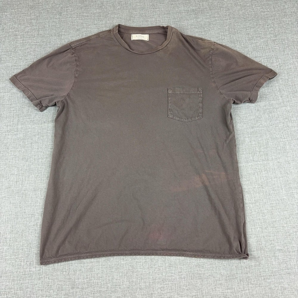 M. SINGER Shirt Mens Medium Brown Pocket Crewneck Cotton Tee Made In USA