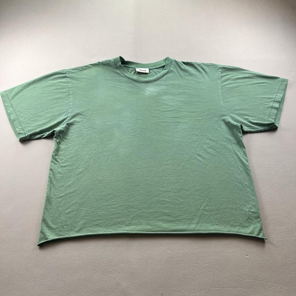 Elwood T-Shirt Mens XL Green Blank Relaxed Raw Hem Short Sleeve Single Stitch