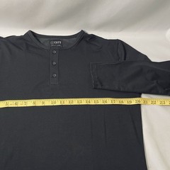 New Cuts Clothing Split Hem Long Sleeve Henley T-Shirt Men Size M Stretch Black