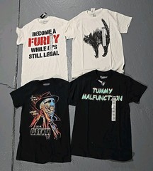 Furry Tummy Brian Serway Cat DarkMan Graphic Unisex T-Shirt Lot 4pc Small (U)