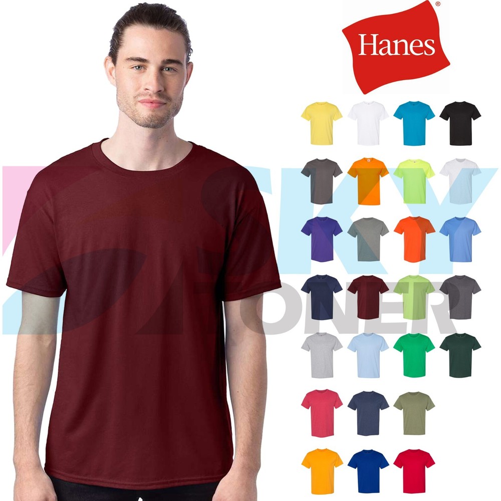 Hanes 5170 Men’s EcoSmart Tee 50/50 Cotton/Polyester Plain Basic T-Shirt
