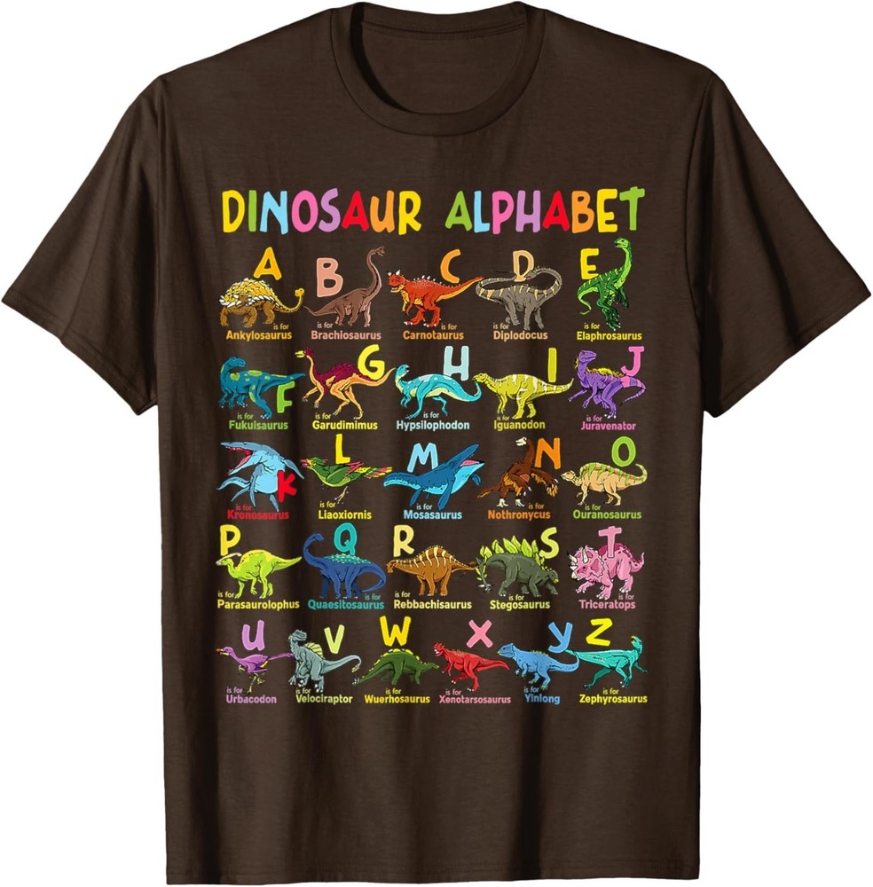 Types of Dinosaurs Alphabet A-Z ABC Dino Identification T-Shirt