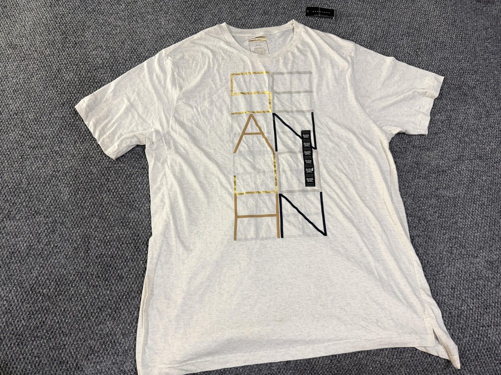 Sean John Shirt Mens 3XL White Vertical Foil Logo Graphic Tee T-Shirt Streetwear