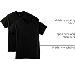 (PACK OF 2) Gildan Unisex-Adult Dryblend T-Shirt Black Medium G8000