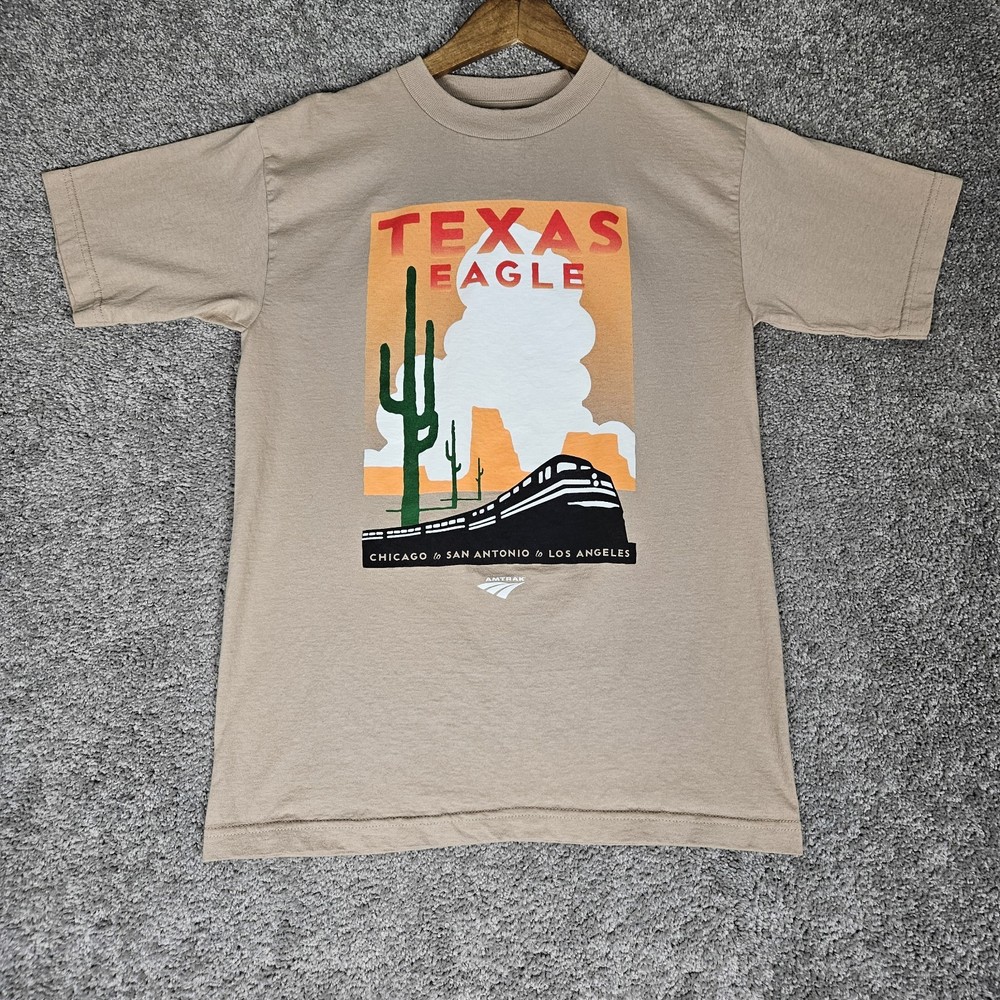 Vtg Amtrak Shirt Adult Medium Brown T-Shirt Texas Eagle Train Travel San Antonio