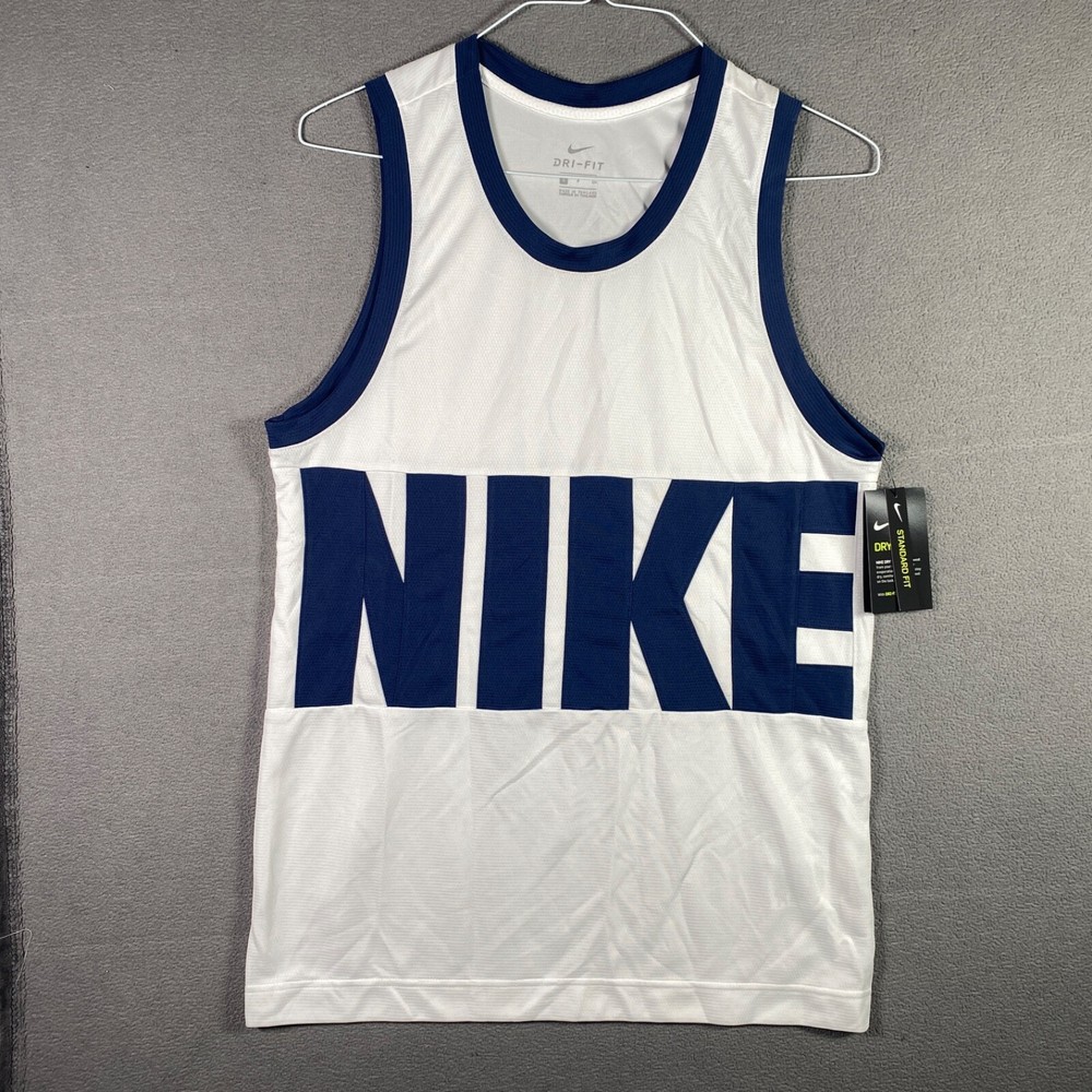 NWT Nike Tank Top Shirt White Adult Small Big Logo Sleeveless DA1041-100 Mens S