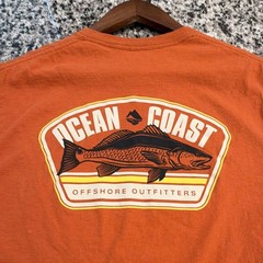 Ocean + Coast Offshore Outfitters Fish Graphic Orange Mens S Crew Neck T-Shirt