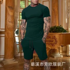 Men’s Summer Outfit 2-Piece Set Sweatsuit Short Sleeve T Shirts & Shorts Set Hot