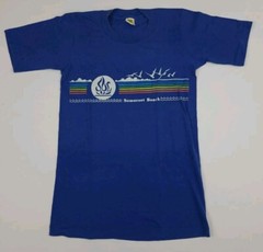 Vintage 70s 80s Somerset Beach Michigan Print T Shirt Vtg Blue Multicolor USA XS