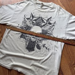 ALStyle Skull Graphic Tee Men’s XL Cream Affliction Style Y2K Grunge