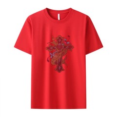 Fashion Trend Cross Hot Diamonds Rhinestones Black Summer Luxury Men T-Shirt