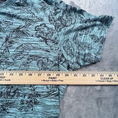 Free Planet T-Shirt Mens L Teal Blue Floral Space Dye Crewneck FT9S74TLB