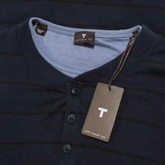 Left Coast Tee NWD Long Sleeve Reversible Henley T-Shirt Size M in Blue Cotton