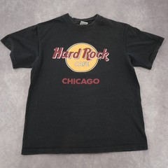 Vintage 90s Hard Rock Cafe Chicago T Shirt Black USA Made Anvil Size M